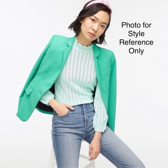 J Crew Womens Pointelle Sweater Medium Peach Ruffle Sheer Preppy Pastel Dainty - Picture 3 of 14